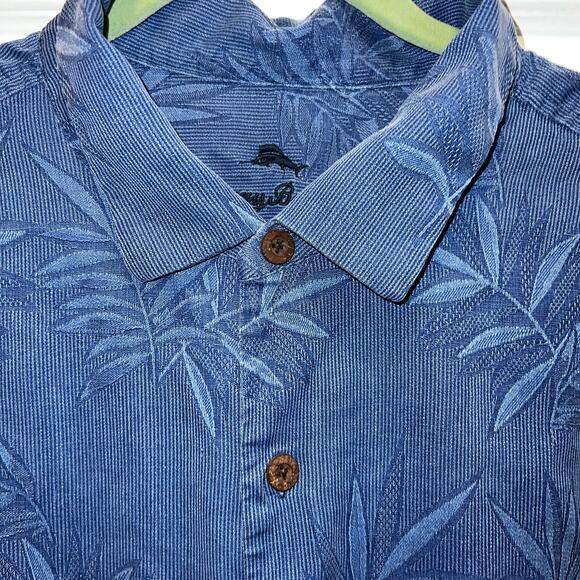 Tommy Bahama silk Hawaiian tropical button down short sleeve Blue Men's Size XL - Picture 3 of 7
